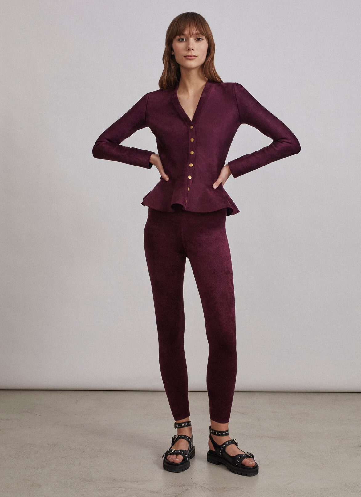Velvet knit cardigan ALAÏA GARNET RED VELVET KNIT CARDIGAN